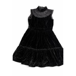 Kate Spade LBD Cocktail Flowy Dress Sleeveless Black Velvet Lace Trim Dress Sz 8